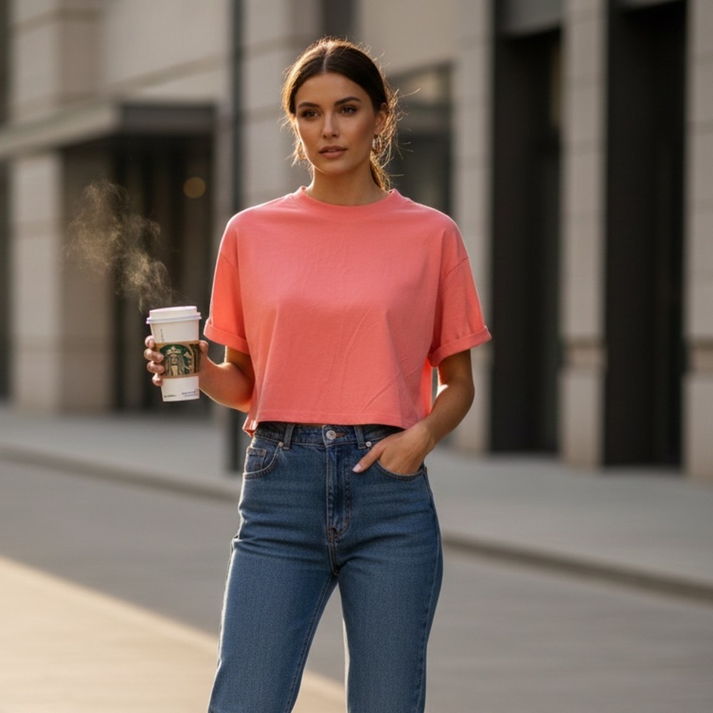 Abound Coral Crop Top women’s size small